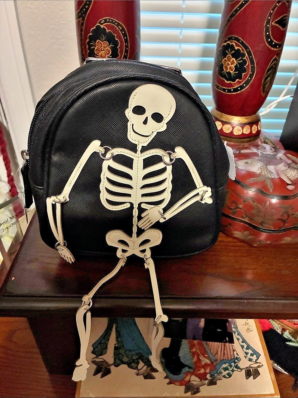 Bath & Body Works Glow-in-the-Dark Skeleton Mini Backpack Black & White